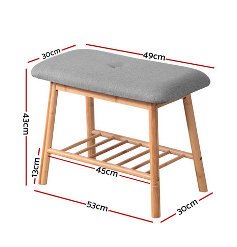 Artiss Shoe Rack Seat Bench Chair Shelf Organisers Bamboo Grey