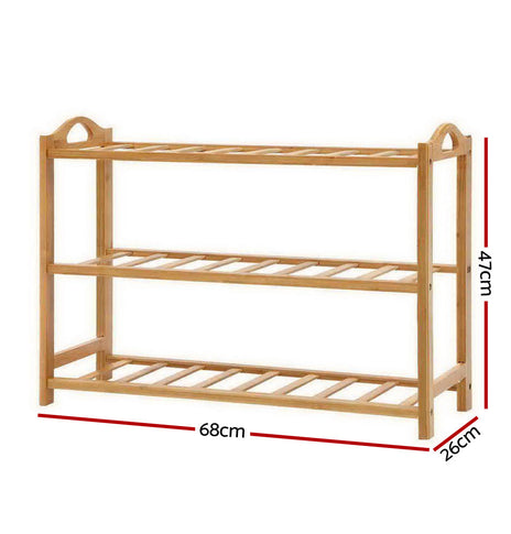 Artiss 3 Tiers Bamboo Shoe Rack Storage Organiser Wooden Shelf Stand Shelves
