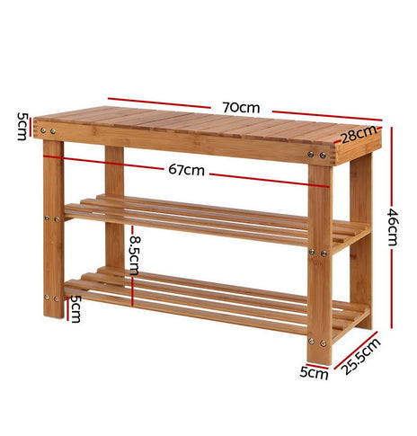 Artiss Bamboo Shoe Rack Wooden Seat Bench Organiser Shelf Stool