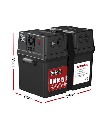 Giantz Battery Box 500W Inverter Deep Cycle Battery Portable Caravan Camping USB