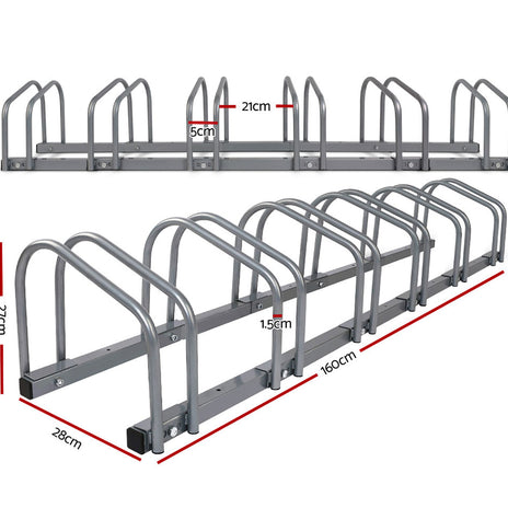 1 6 Bike Floor Parking Rack Instant Storage Stand Bicycle Cycling Portable Racks Silver