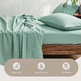 Cosy Club Sheet Set Bed Sheets Set Double Flat Cover Pillow Case Green Essential