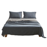 Cosy Club Sheet Set Cotton Sheets King Blue Dark Grey