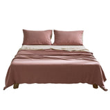 Cosy Club Sheet Set Cotton Sheets Queen Vanilla Rhubarb