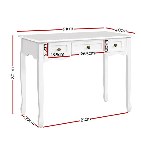 Artiss Hall Console Table Hallway Side Dressing Entry Wooden French Drawer White