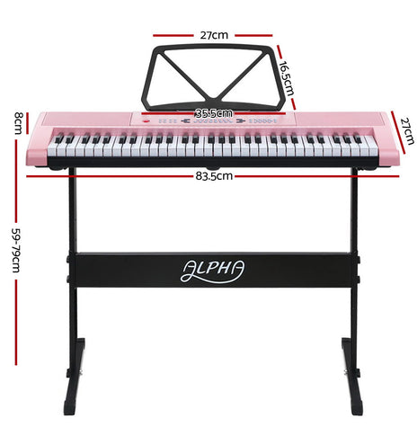 Alpha 61 Key Lighted Electronic Piano Keyboard LED Electric Holder Music Stand