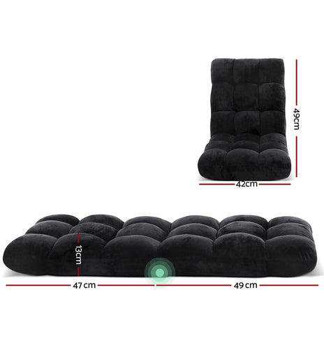 Artiss Lounge Sofa Floor Recliner Futon Chaise Folding Couch Black