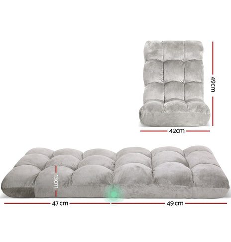 Artiss Lounge Sofa Floor Recliner Futon Chaise Folding Couch Grey