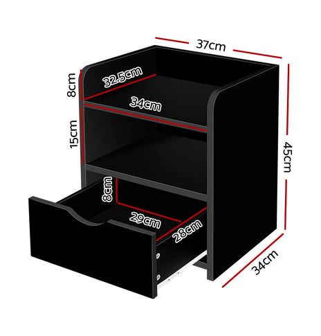 Artiss Bedside Table Drawer - Black
