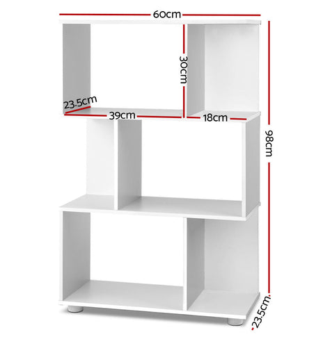 Artiss 3 Tier Zig Zag Bookshelf - White