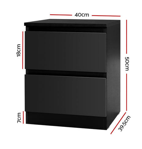 Artiss Bedside Tables Drawers Side Table Bedroom Furniture Nightstand Black Lamp