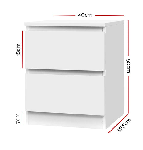 Artiss Bedside Table Cabinet Lamp Side Tables Drawers Nightstand Unit White