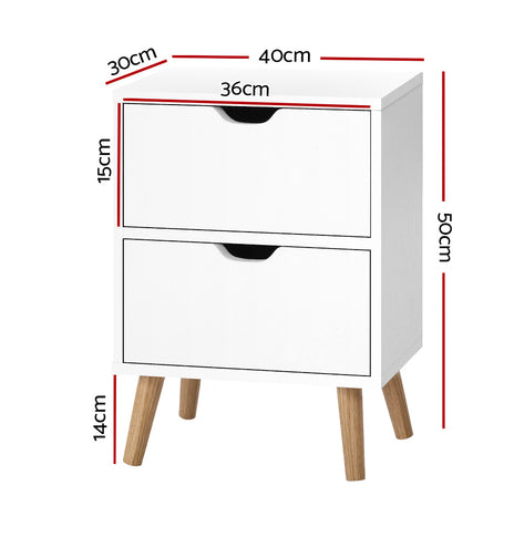 Artiss Bedside Tables Drawers Side Table Nightstand White Storage Cabinet Wood