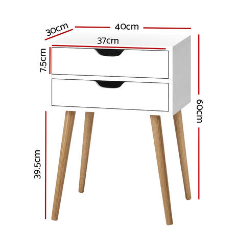 Artiss Bedside Tables Drawers Side Table Nightstand Wood Storage Cabinet White