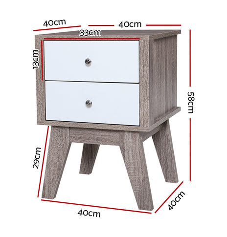 Artiss Bedside Tables Drawers Side Table Nightstand Storage Cabinet Wood