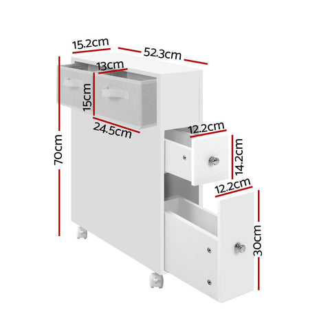 Artiss Bathroom Cabinet Toilet Storage Caddy Holder w/ Wheels