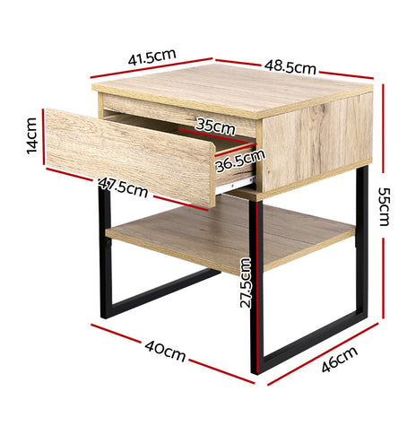 Artiss Chest Style Metal Bedside Table
