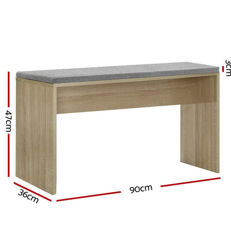 Artiss Dining Bench NATU Upholstery Seat Stool Chair Cushion Kitchen Furniture Oak 90cm