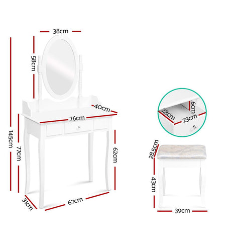 Dressing Table Stool Mirror Jewellery Cabinet Tables Drawer White Box Organizer