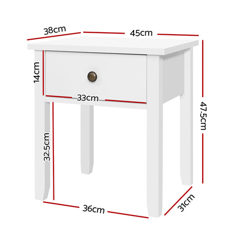 Bedside Tables Drawer Side Table Nightstand White Storage Cabinet White Lamp