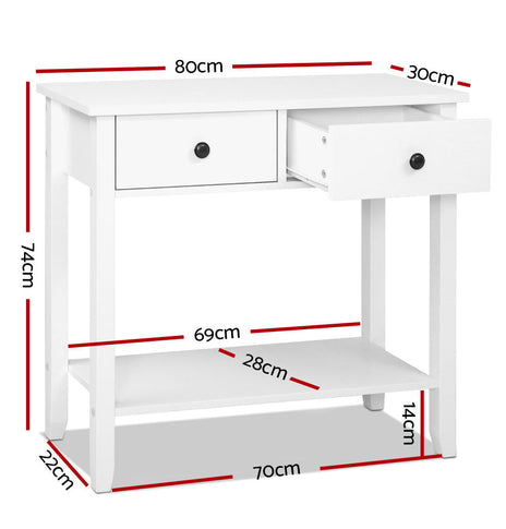 Hallway Console Table Hall Side Entry 2 Drawers Display White Desk Furniture