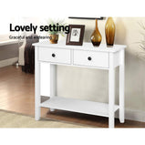 Hallway Console Table Hall Side Entry 2 Drawers Display White Desk Furniture