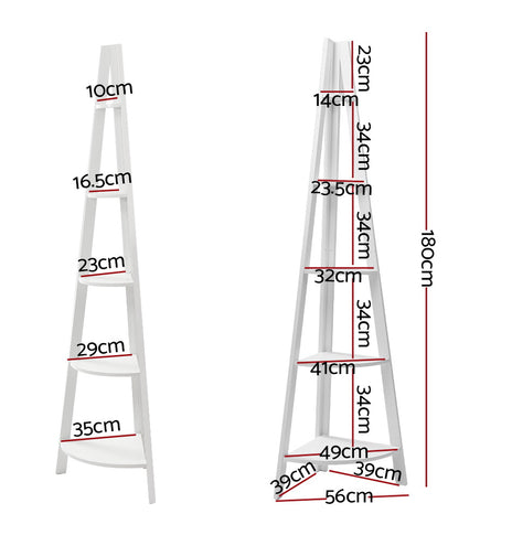 Artiss 5 Tier Corner Ladder Display Shelf Home Storage Plant Stand Bookshelf