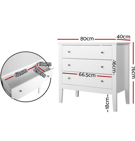 Artiss Chest of Drawers Storage Cabinet Bedside Table Dresser Tallboy White