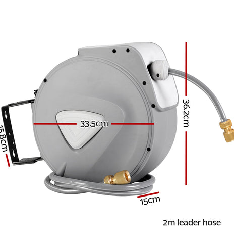 20M Retractable Water Hose Reel Garden Storage AutoRewind Spray Gun