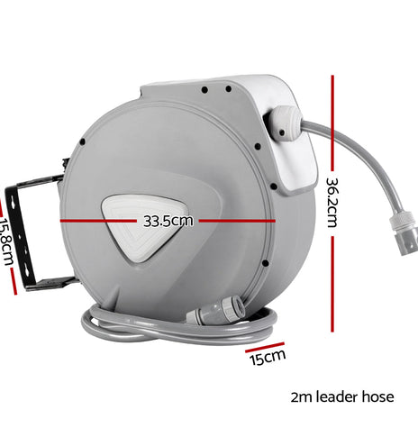 20M Retractable Water Hose Reel Garden Storage AutoRewind Spray Gun