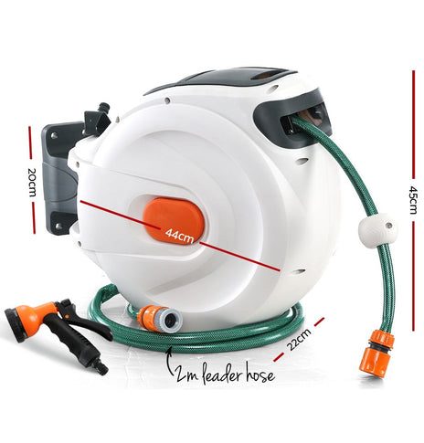 Greenfingers Retractable Hose Reel 20M Garden Water Spray Gun Auto Rewind