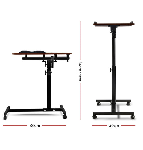 Artiss Laptop Table Desk Adjustable Stand - Walnut