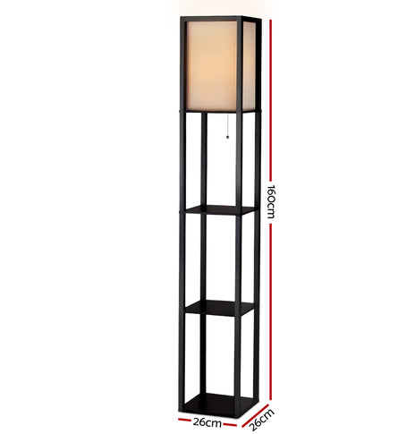 Artiss Led Floor Lamp Shelf Vintage Wood Standing Light Reading Storage Bedroom