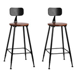 Set of 2 Artiss Bar Stools Pinewood Metal - Black and Wood