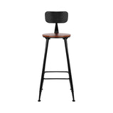 Set of 2 Artiss Bar Stools Pinewood Metal - Black and Wood