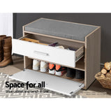 Artiss Shoe Cabinet Bench Shoes Storage Organiser Rack Fabric Seat Wooden Cupboard Up to 8 pairs