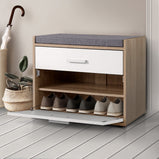 Artiss Shoe Cabinet Bench Shoes Storage Organiser Rack Fabric Seat Wooden Cupboard Up to 8 pairs