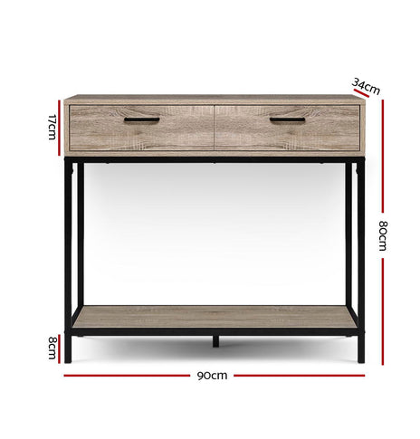 Artiss Hallway Console Table Hall Side Entry Display Desk Drawer Storage Oak