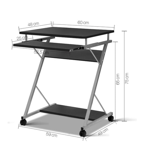 Artiss Metal Pull Out Table Desk - Black