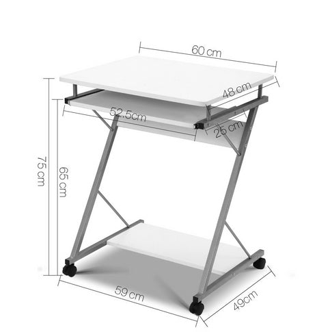 Artiss Metal Pull Out Table Desk - White