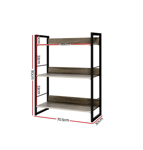 Artiss Bookshelf Display Shelves Metal Bookcase Wooden Book Shelf Wall Storage