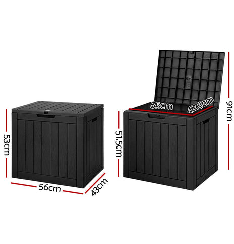 Gardeon Outdoor Storage Box 118L Container Lockable Indoor Garden Toy Tool Shed Black