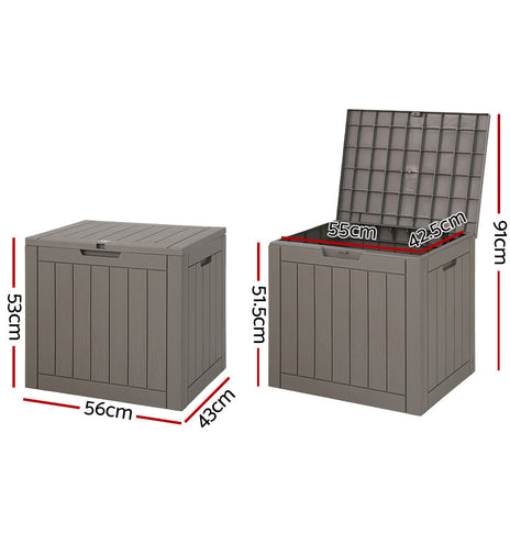 Gardeon Outdoor Storage Box 118L Container Lockable Indoor Garden Toy Tool Shed Grey