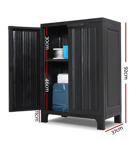 Gardeon Outdoor Storage Cabinet Cupboard Lockable Garden Sheds Adjustable Black