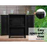 Gardeon Outdoor Storage Cabinet Cupboard Lockable Garden Sheds Adjustable Black