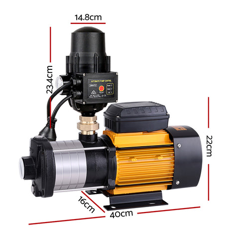Giantz Multi Stage Water Pump Pressure Rain Tank Garden Farm House Irrigation 2000W Black Controller