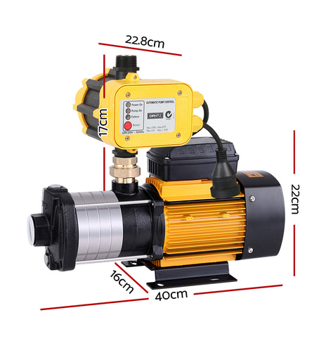 Giantz Multi Stage Water Pump Pressure Rain Tank Garden Farm House Irrigation 2000W Yellow Controller
