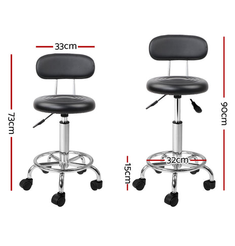 Artiss Salon Stool Swivel Chair Backrest Barber Hairdressing Hydraulic Height