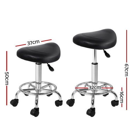 Artiss Saddle Salon Stool Black PU Swivel Barber Hair Dress Chair Hydraulic Lift