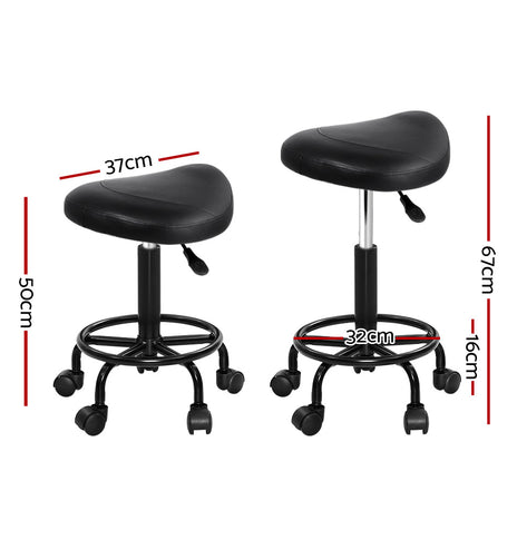 Artiss Saddle Stool Salon Chair Black Swivel Beauty Barber Hairdressing Gas Lift